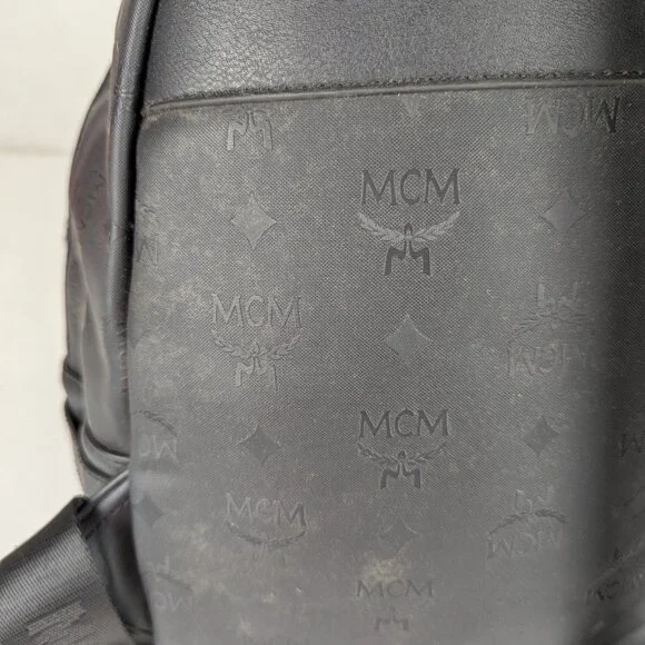 MCM Rucksack Visetos Black Canvas Small Leather Backpack - Picture 13 of 16